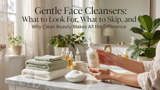 Professional header image for list-based article: Gentle Face Cleansers: What to Look For, What to Skip, an...